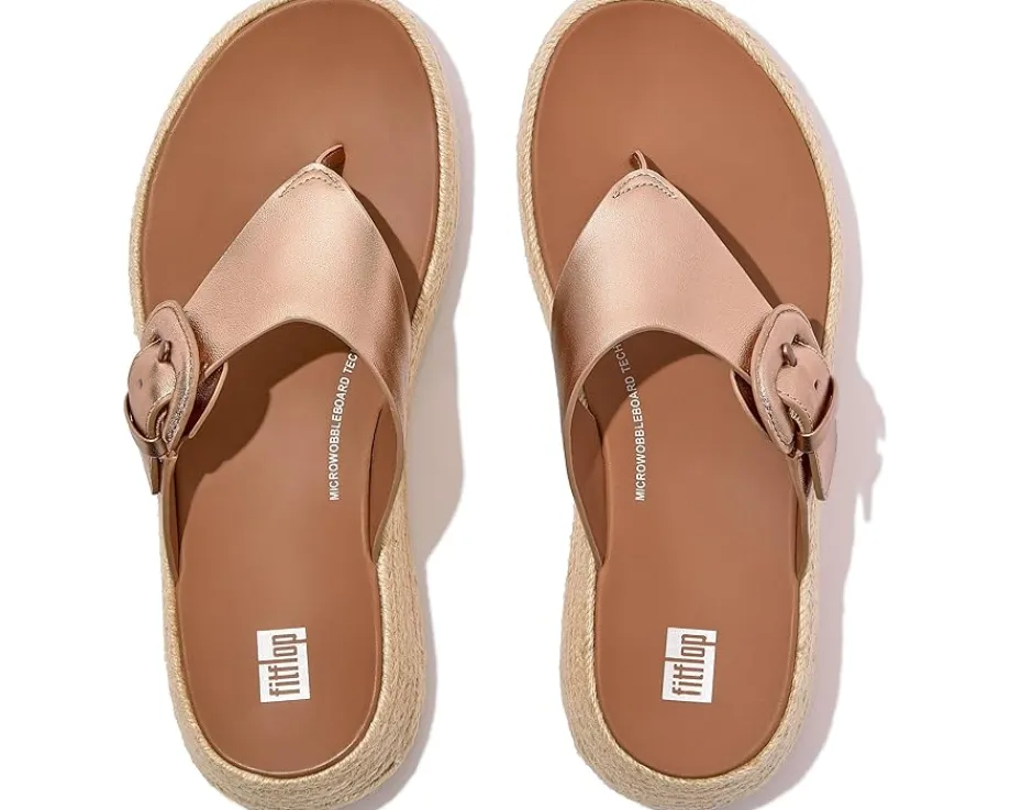 FitFlop Women's F-Mode Espadrille Adj. Leather Flatform Toe-Thongs New