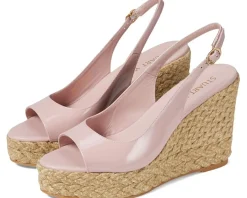 Stuart Weitzman Women's Island Peep-Toe Espadrille Wedge Hot