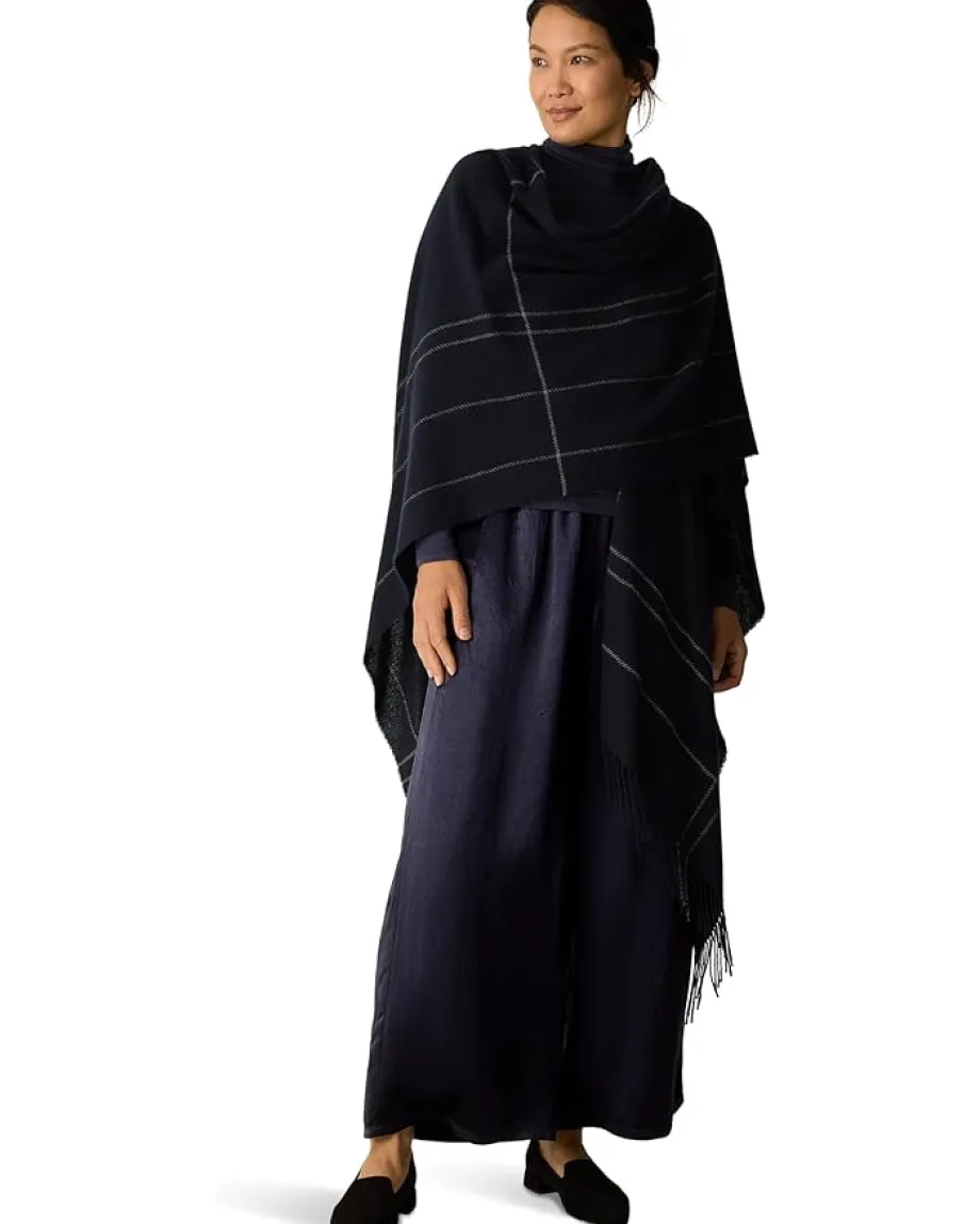Eileen Fisher Wool Twill Graph Serape Ink New