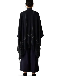 Eileen Fisher Wool Twill Graph Serape Ink New