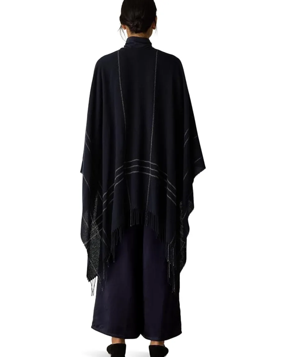 Eileen Fisher Wool Twill Graph Serape Ink New