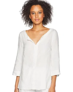 Women Three Dots Woven Linen Tunic