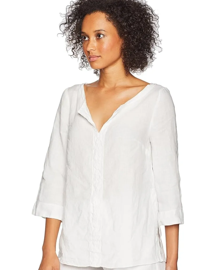 Women Three Dots Woven Linen Tunic