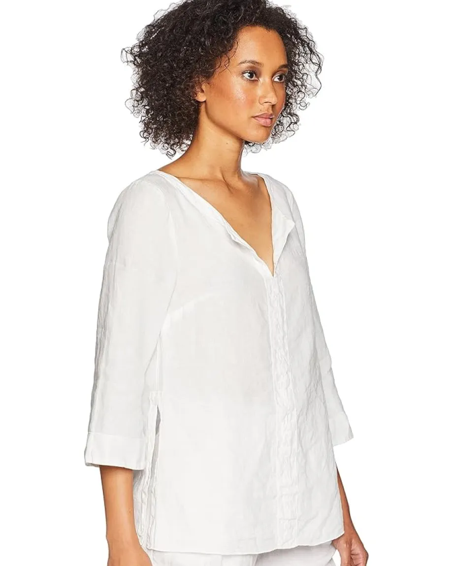 Women Three Dots Woven Linen Tunic