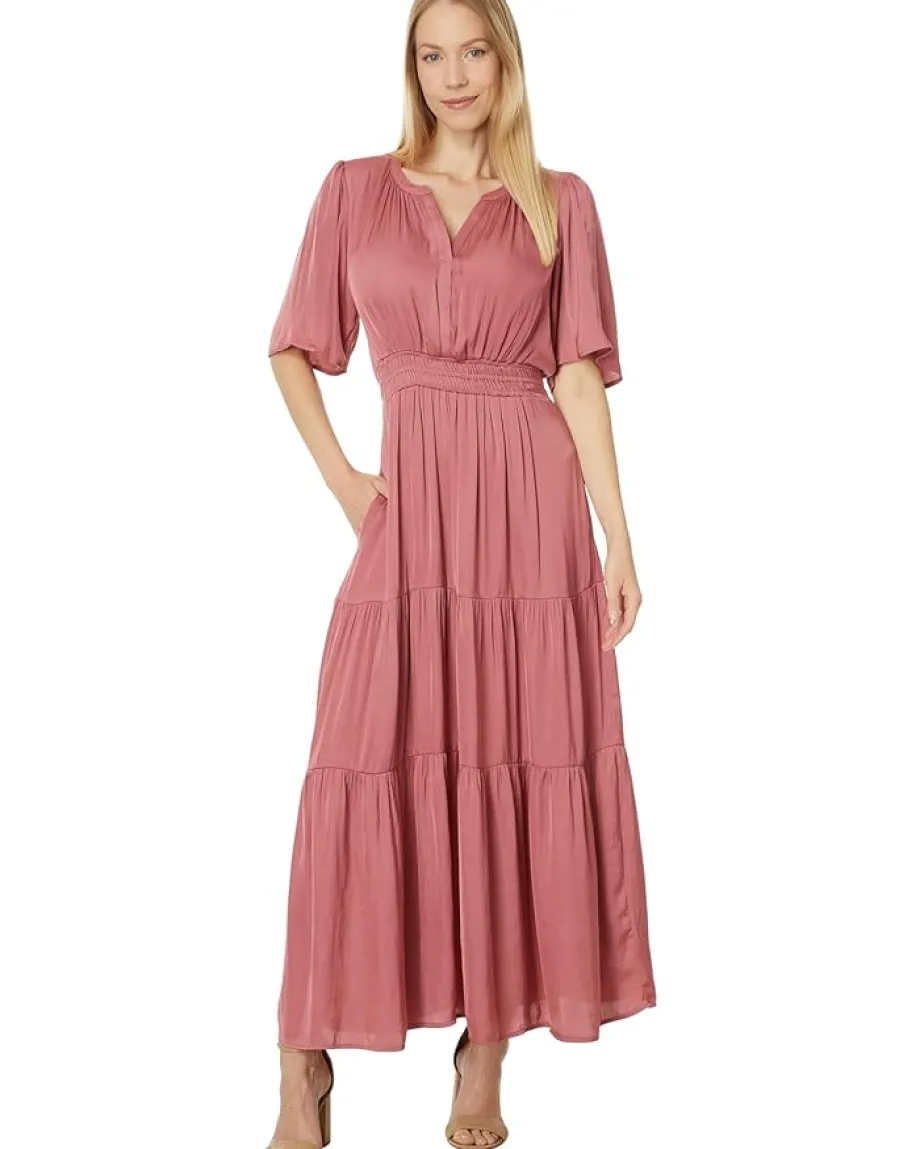 Women Liverpool Los Angeles Woven Maxi Dress Textured Sateen