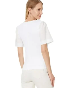 Women Lilla P Woven Sleeve Split Neck
