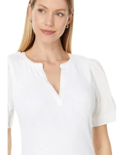 Women Lilla P Woven Sleeve Split Neck