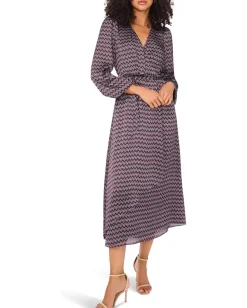 Vince Camuto Wrap Front Bubble Sleeve Maxi Classic Navy Sale