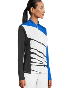 Jamie Sadock Wrapped Print Long Sleeve 1/4 Zip Top Electric Blue Discount