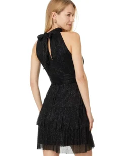 Lilly Pulitzer Wyn Dress Noir Metallic Knit Crinkle Hot