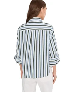Women Madewell Y Neck Shirt With Adjustable Sleeve