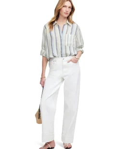 Women Madewell Y-Neck Shirt With Adjustable Sleeve