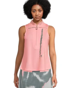 Jamie Sadock Zen Print Sleeveless Polo Azalea Pink