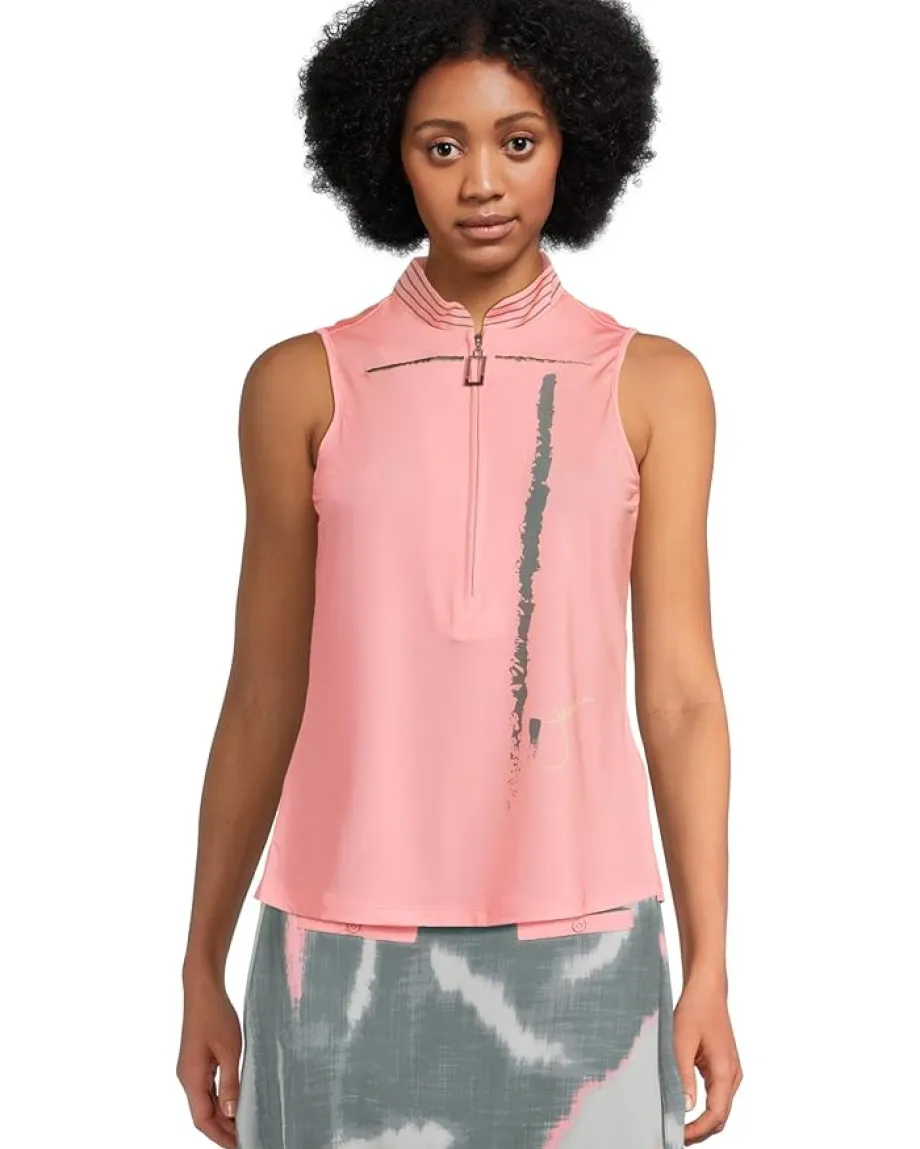 Jamie Sadock Zen Print Sleeveless Polo Azalea Pink