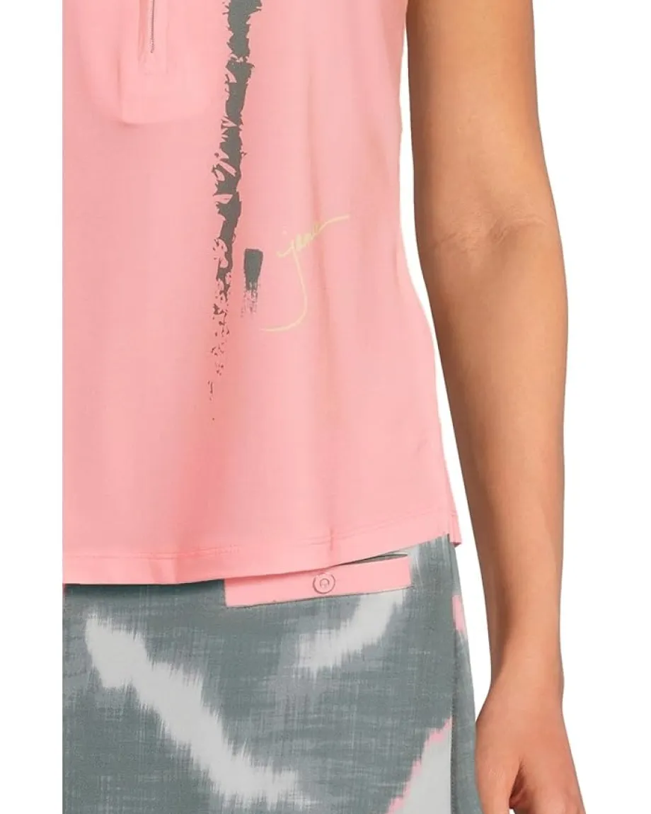 Jamie Sadock Zen Print Sleeveless Polo Azalea Pink