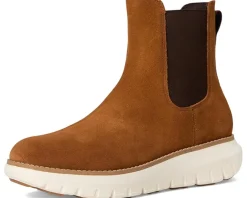 Cole Haan Zerogrand Rexanna Chelsea Waterproof Boots Tobacco Suede/Ivory Waterproof Outlet